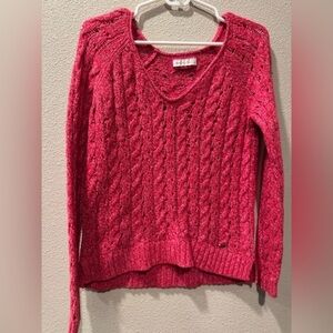 Abercrombie & Fitch Wool Blend Pink Red Cable Loose Knit‎ Sweater Size L